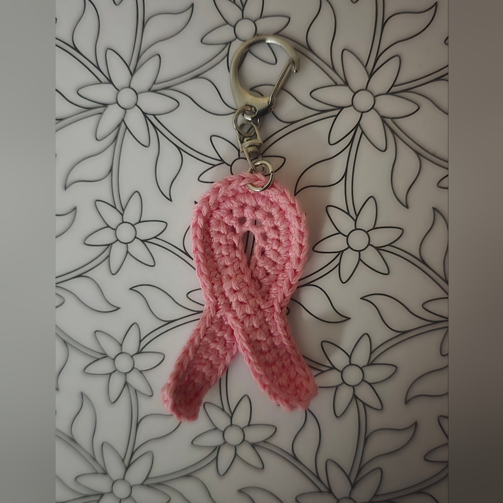 Breast Cancer Awareness Pink Ribbon Keychain